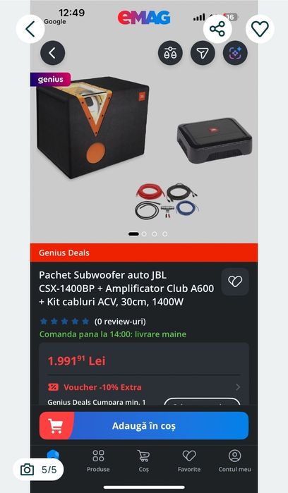 Vand subwoofer cu amplificator perfect funcțional