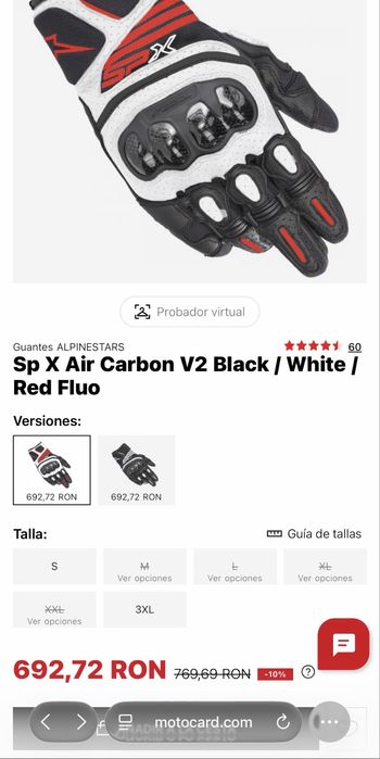 Manusi Moto Alpinestars SP X Air Carbon V2 , NOI! marime S/M (nu dainese,spidi,revit,five,knox,oxford)