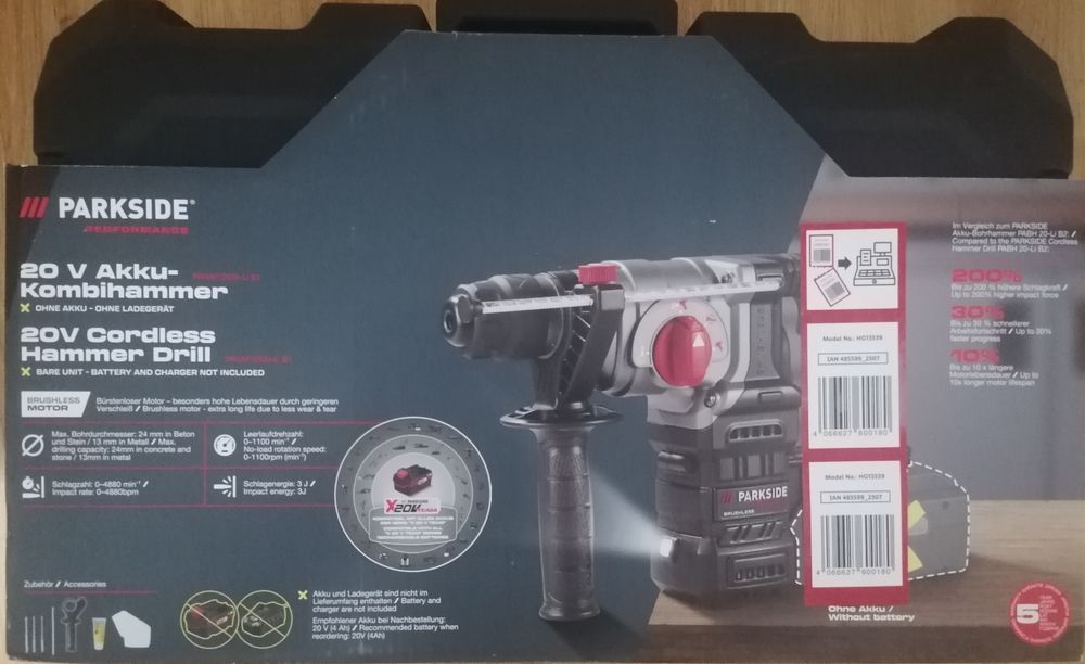 Ciocan rotopercutor Parkside Performnce 20V, 3j
