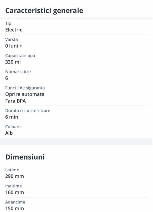 Sterilizator 6 biberoane philips avent