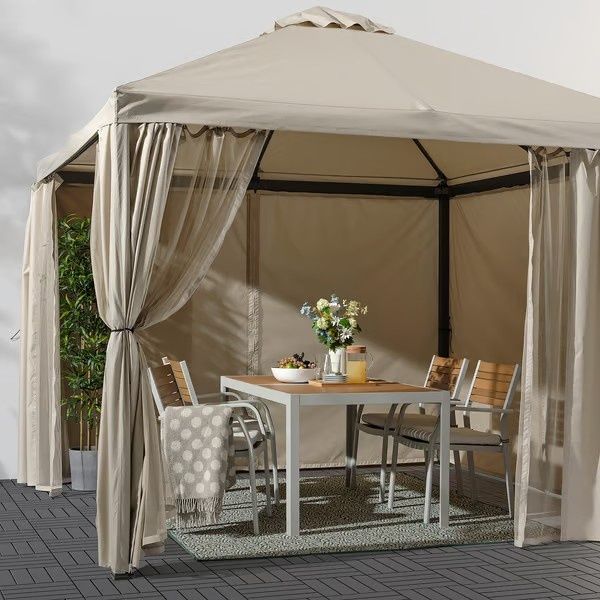 Pavilion, gri închis/gri-bej, 300x300 cu draperii laterale