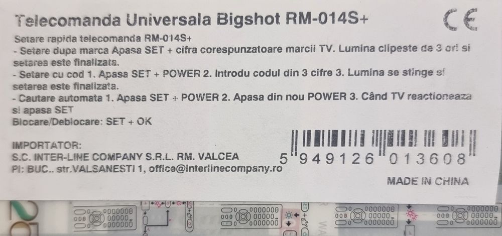 Telecomanda  TV Universala RM-014S+