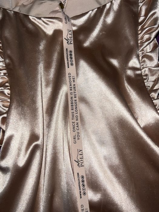 Rochie de satin  din OH POLLY  culoare champagne /somon marimea s/xs