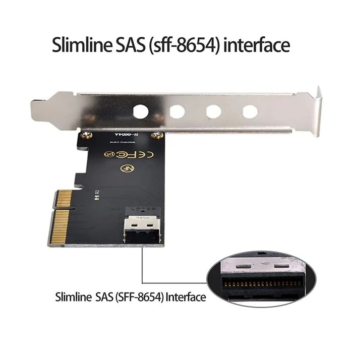 NFHK PCI-E 3.0 4.0 to SFF-8654 Slimline SAS Card Adapter