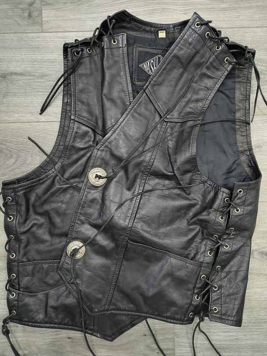 Vestă moto din piele naturală, Nashville, XXXL