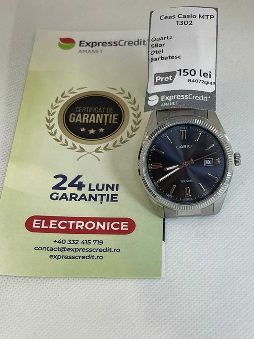 (Ag43) Ceas Casio Mtp 1302 B4072 24 Luni Garantie/Factura!
