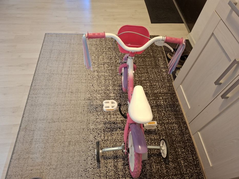 Bicicleta pentru copii Bimbo Bike Butterfly 12 inch, 1 viteza, roz/alb