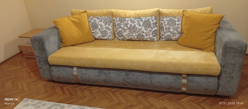 Un set canapea extensibilă cu fotoliu neextensibil