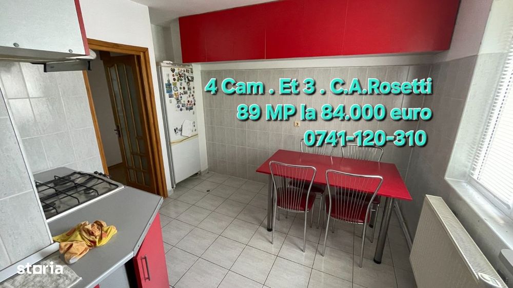 4 camere , etaj 3 ,C.A.Rosetti