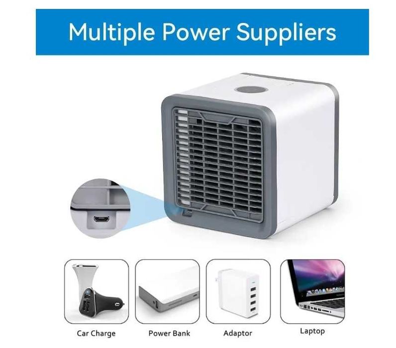 Мини преносим климатик, охлаждане на въздуха с LED светлина и USB