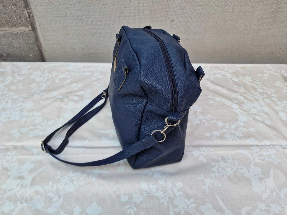 Carla Faustini, poseta dama, geanta messenger, piele ecologica, Blue