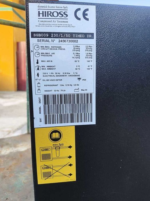 Uscator aer comprimat defect