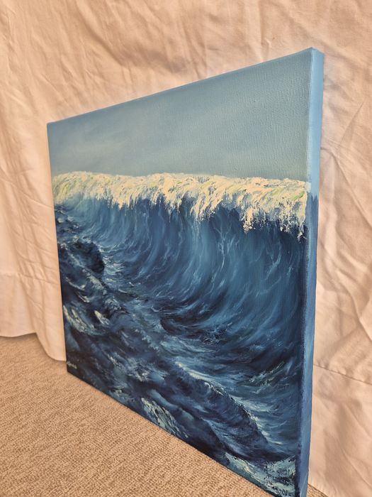Tablou pictat in ulei, original, 40x40, Unusual wave