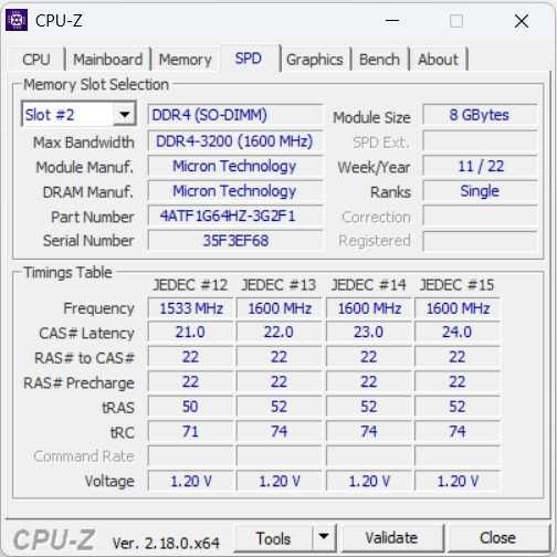 Memorie RAM Laptop 8GB DDR4 Micron, 3200MHz