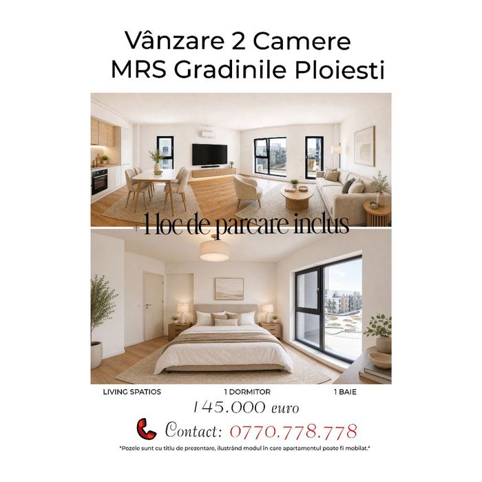 Apartament NOU 2 camere+1 loc parcare MRS Residence Gradinile Ploiești