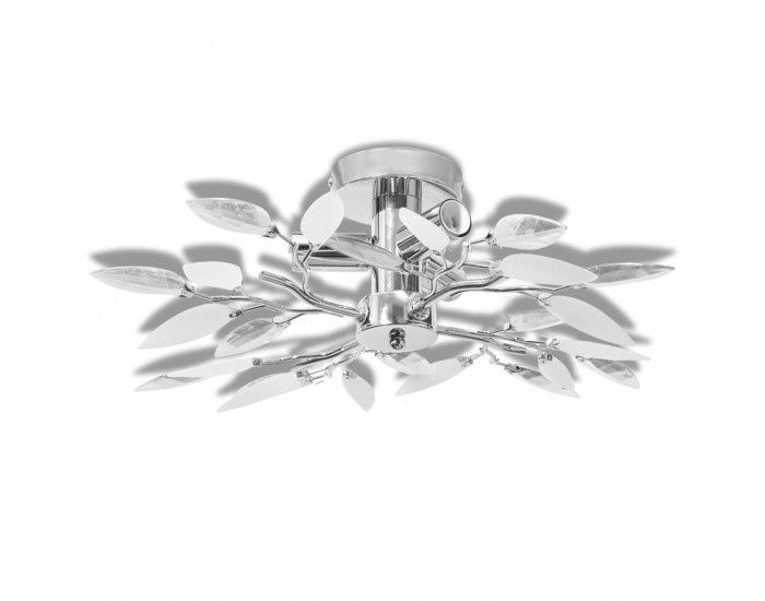 Лампа за таван бели и прозрачни листа от акрилен кристал,с 4бр. Крушки