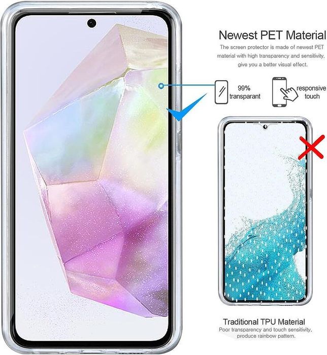 Прозрачен 360° Градуса Кейс за Samsung Galaxy A05s A15 A35 A55 A25