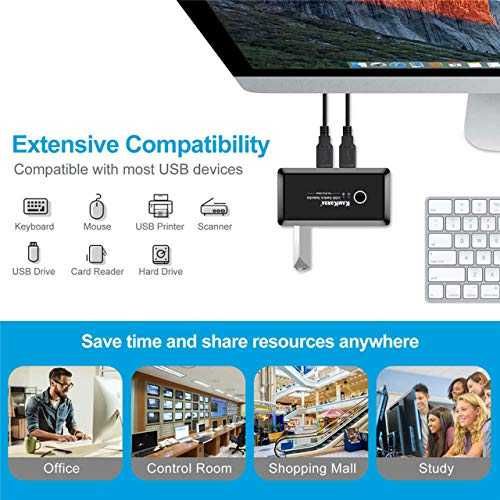 Нов Захранващ USB 3.0 хъб с 4 порта USB сплитер за 2 компютъра