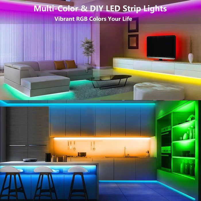 Комплект 10 м RGB цветна LED лента SMD5050 с дистанционно с 44 бутона и адаптер