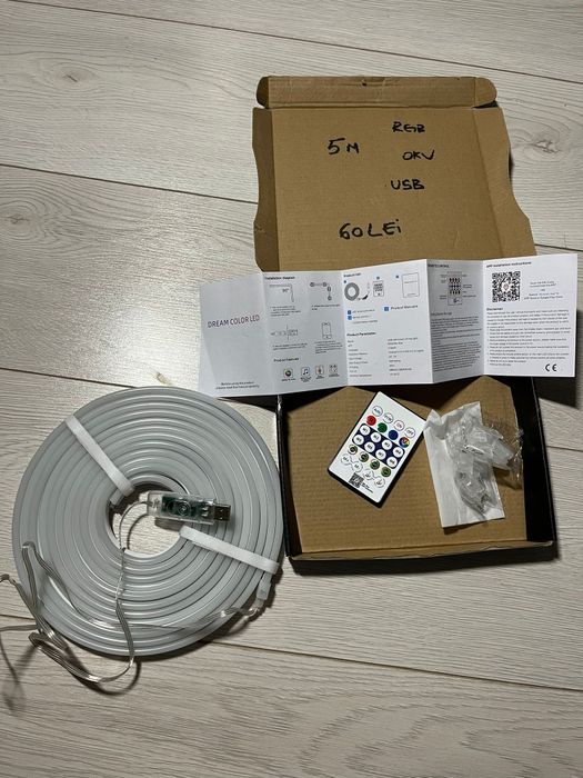 Banda Led RGB IC 5M pe usb si telecomanda wireless