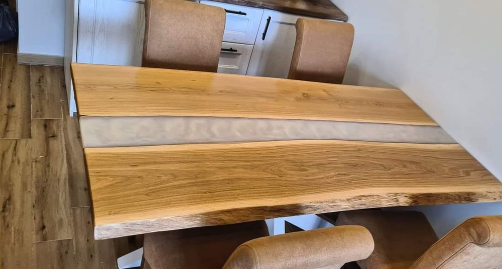 Холна маса трапезна маса от масив и епоксидна смола