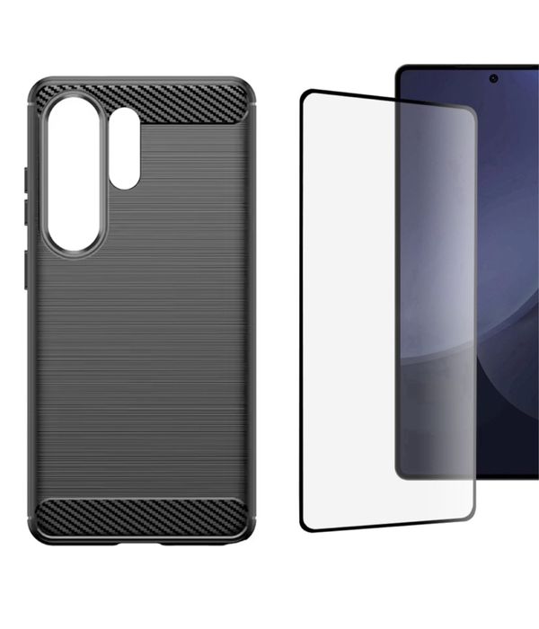 Samsung S24/S25/S26/PLUS/ULTRA - Husa Brushed Neagra + Folie Sticla