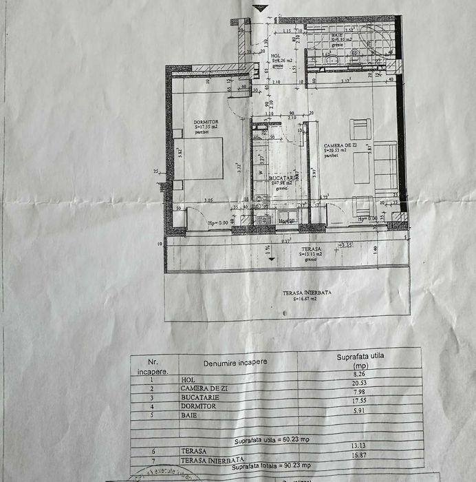 Persoana fizica vând Apartament 2 camere, 60 mp utili + terasă 30 mp