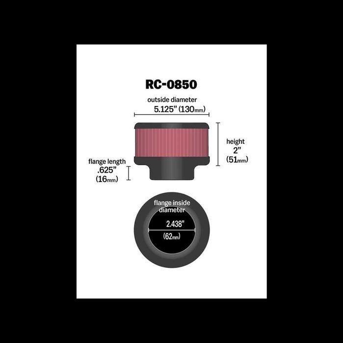 Спортен универсален въздушен K&N филтър RC-0850