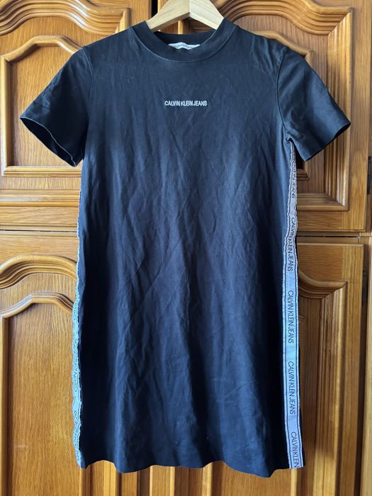 Rochie Calvin Klein Jeans neagră, mărimea S, 100% bumbac, logo lateral