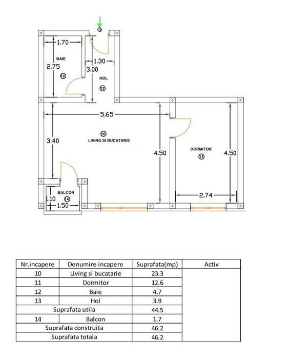 Apartament 2 camere semidecomandate cu potential comercial, Ipotesti.