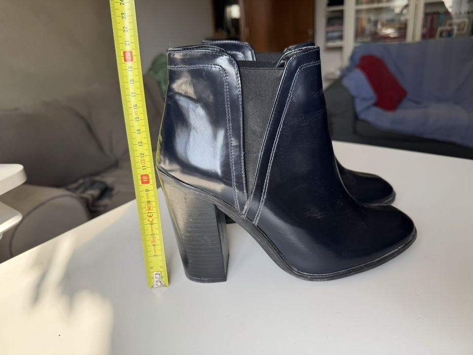 Cizme Zara bleumarin, piele, potrivite pt 39