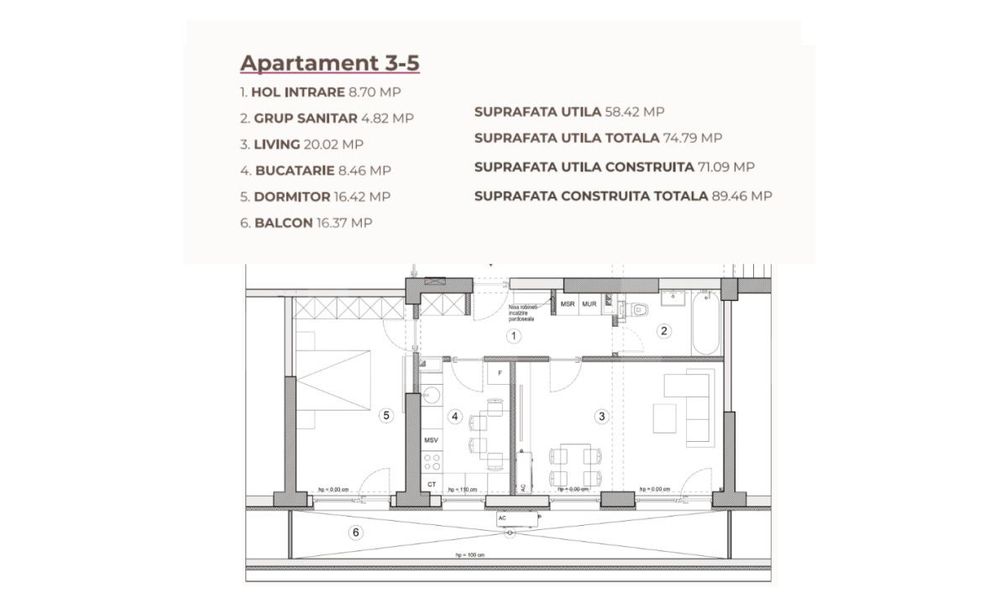Apartament 2 camere, 74.79 mp, ansamblu 0% Comision Achizitie, Calea S — fotografia 3