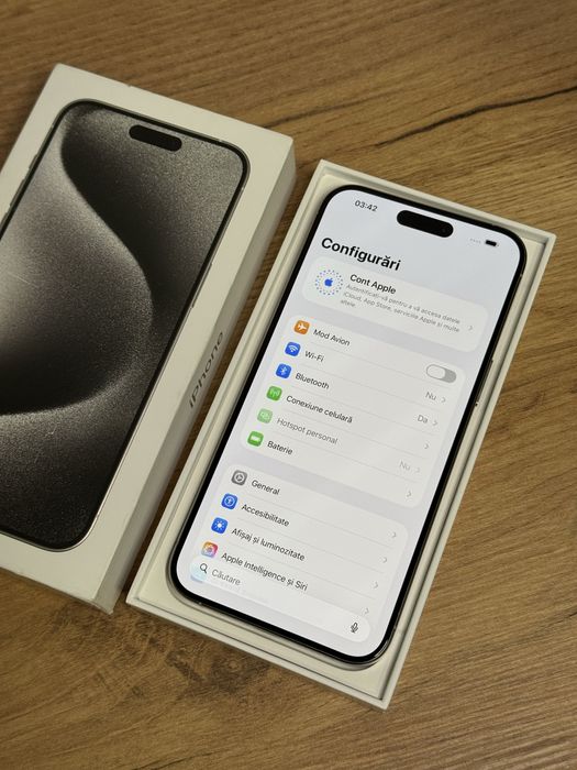 iPhone 15 Pro Max 94% White Titanium 256 GB full box