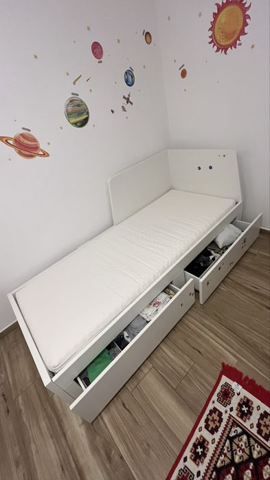 Pat copil Flekke 200x80 cu 1 saltea