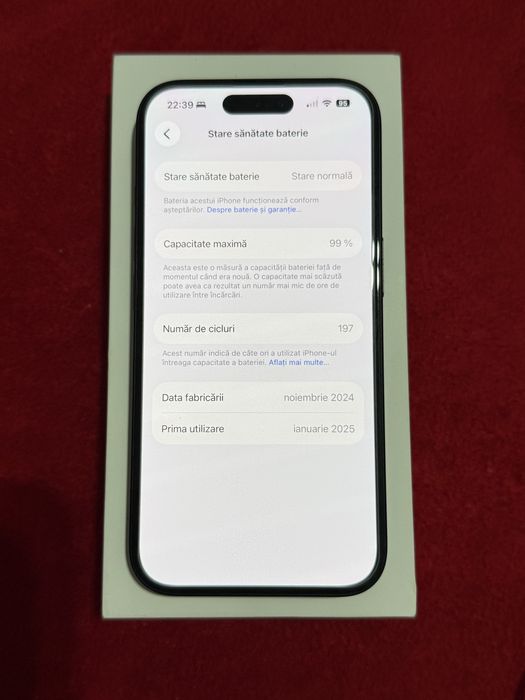 Iphone 16 , fullbox, 99% sanatatea bateriei