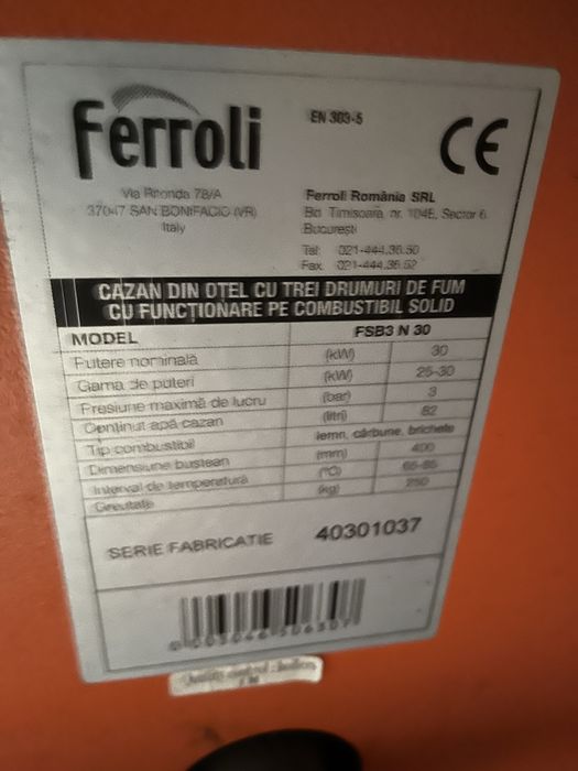 Centrala pe lemne Ferroli 30 kw