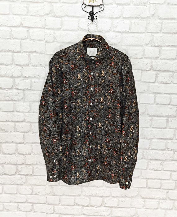 Oscar Jacobson Оригинална мъжка риза с ретро ловен десен размер 42 / L