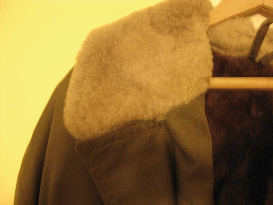 НОВА Шуба , масленозелена , с подплата Овча кожа , № 60