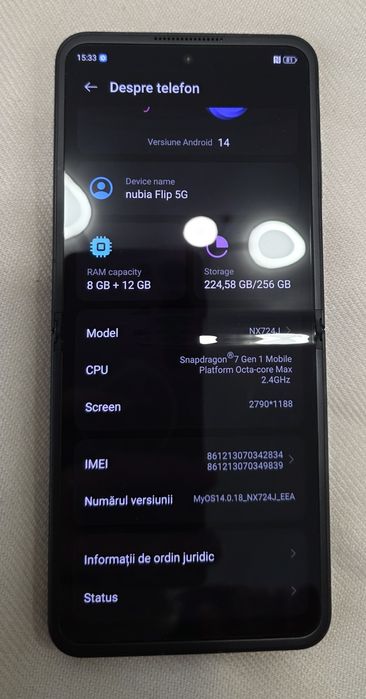Telefon Nubia flip 5g, negru- 256 GB