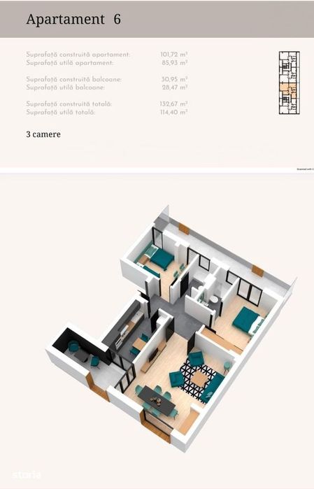 Baneasa - Stejarii | 3 camere+2 terase | 115 mp | Parcare subterana
