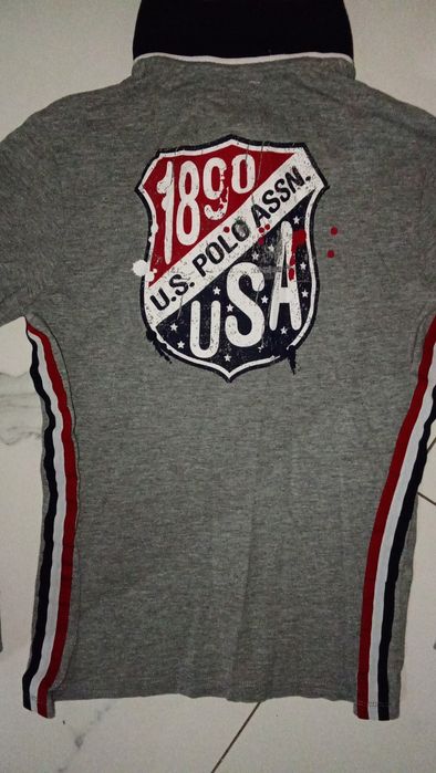 Bluza polo U.S. Polo Assn. gri cu mânecă lungă