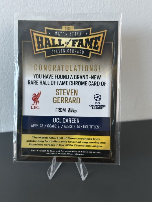 Cartonas Hall of Fame Gerrard Liverpool Topps Uefa Champions League 26