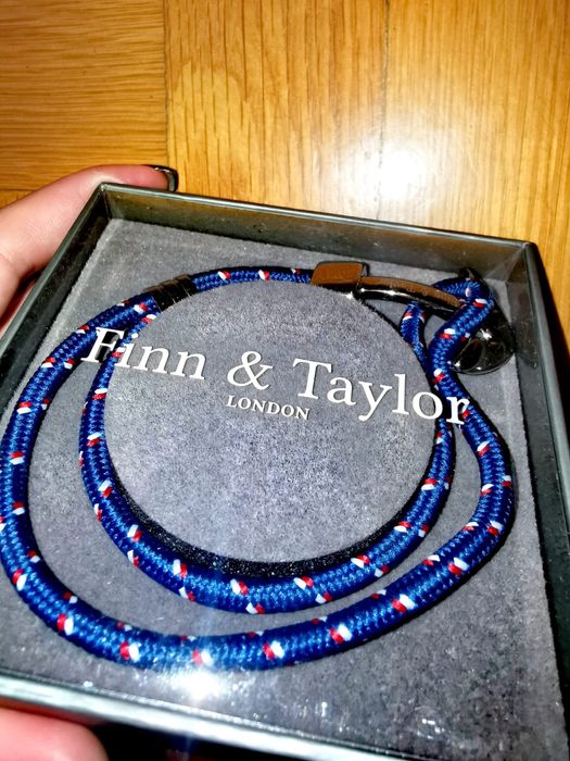 Бижу Гривна с котва Finn & Taylor от синьо червено въже стомана 2бр.