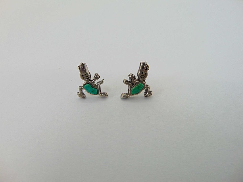 Cercei amerindieni din argint cu turcoaz