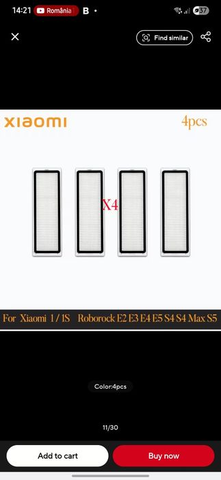 Accesorii roborock Xiaomi s4 filtru aer si perie laterala