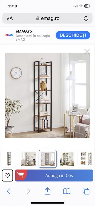 raft stil industrial cu 5 rafturi din lemn și oțel, 40x30x154cm