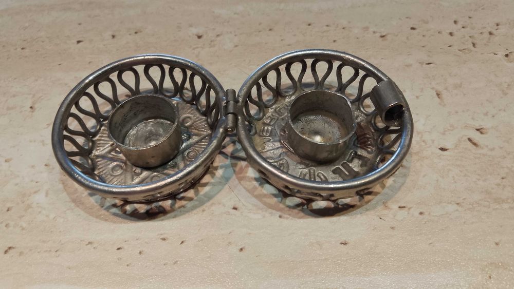 Sfesnic pliabil de Shabbat, argintat, pentru calatorie