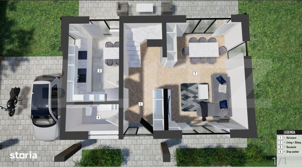 Casa individuala 4 camere, 126mp, 445 teren liber, clasa A+, zona Flor