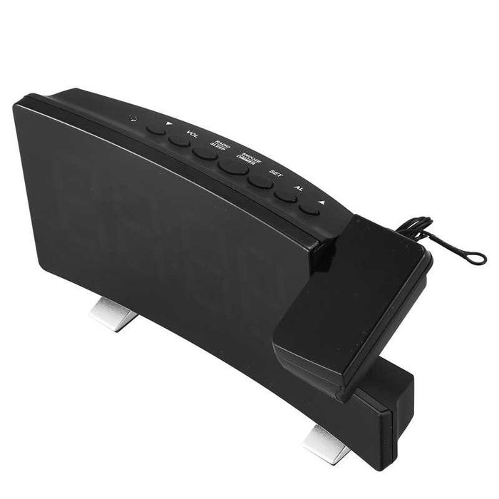 Прожекционен часовник LED извит екран, FM радио будилник