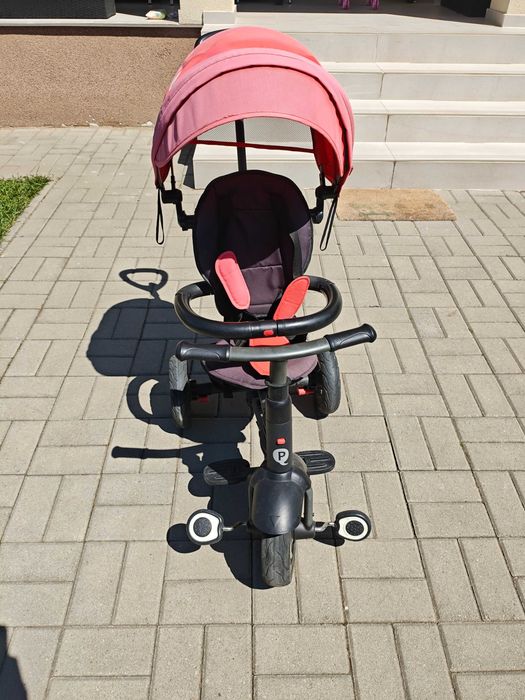 Vand Tricicleta Pliabila cu roti de cauciuc Qplay Rito Rubber, Rosu + cadou